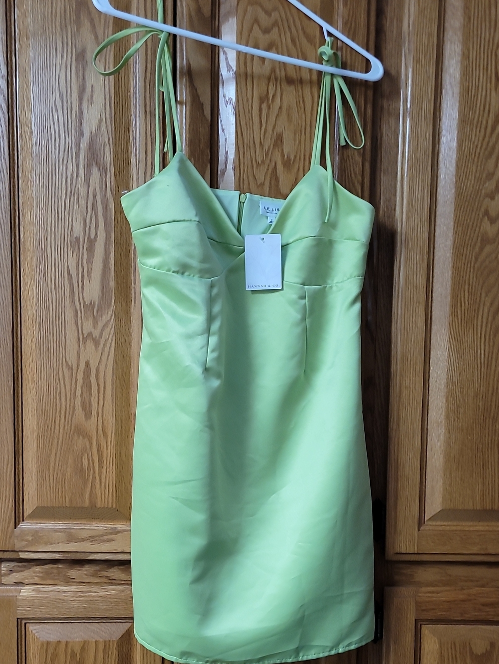 Le Lis Lime Green Satin Dress